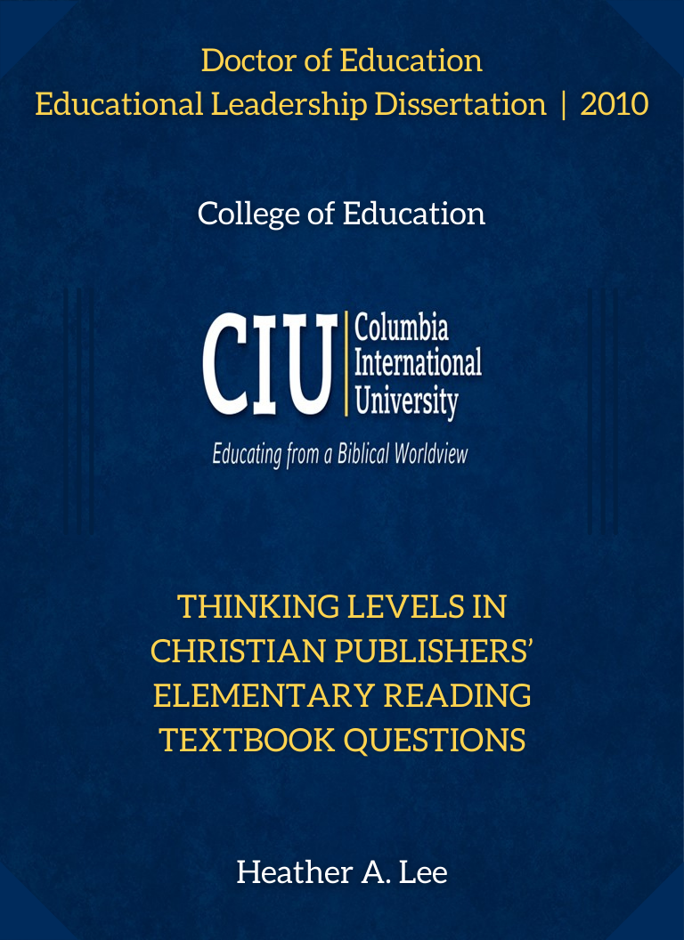 Title details for Thinking Levels in Christian Publishers’ Elementary Reading Textbook Questions by Heather A. Lee - Available